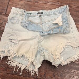 Light Blue Distressed Denim Shorts